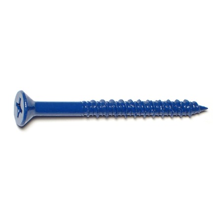 MIDWEST FASTENER Masonry Screw, 1/4" Dia., Flat, 2 3/4 in L, Steel Blue Ruspert, 10 PK 63511